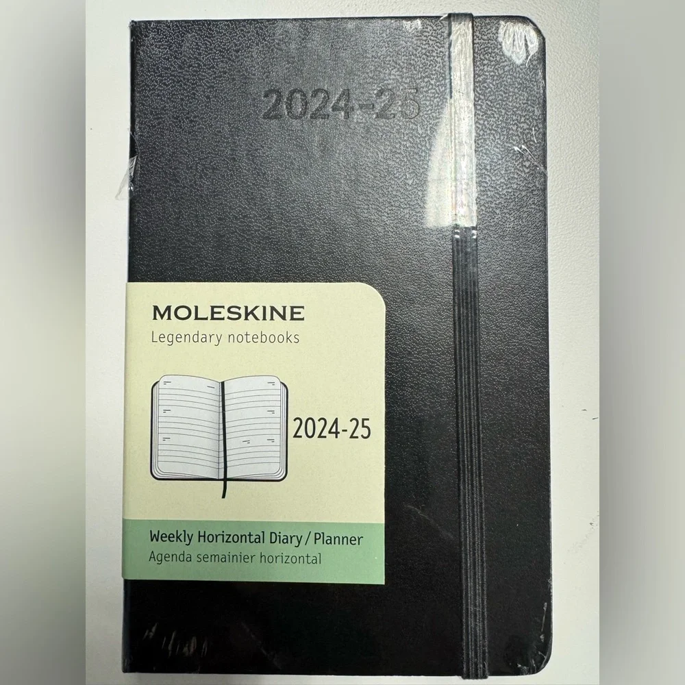 NWP MOLESKIN BLACK 18-MONTH 7/2024 - 12/2025 WEEKLY HORIZONTAL DIARY/PLANNER